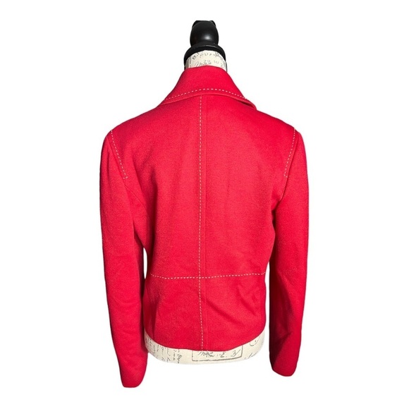 Bcbg Max Azeris red blazer with gold thread accent size 10 - Picture 3 of 10